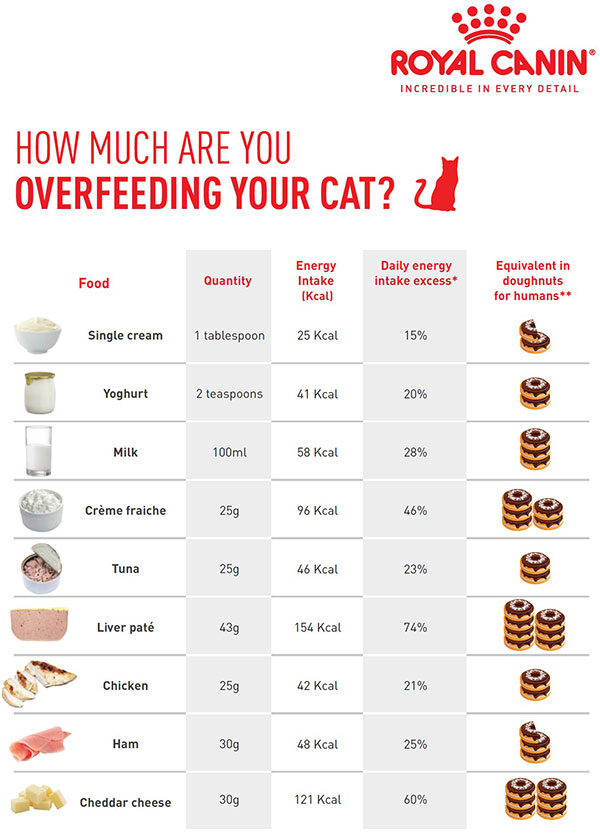 Royal Canin chart of cat treats
